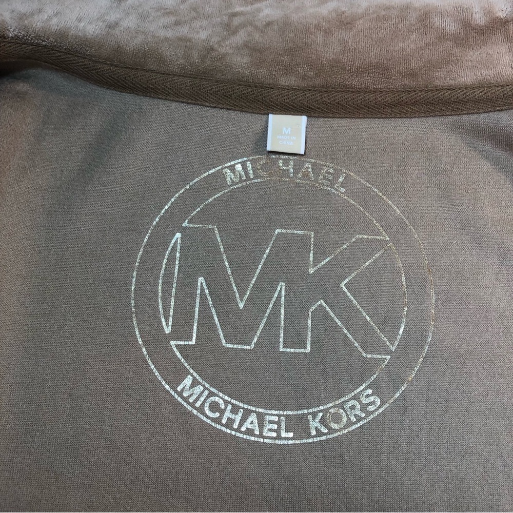 Michael Kors Vintage Light Brown Velour Zip Up Jacket with pockets Size Medium - Picture 10 of 14